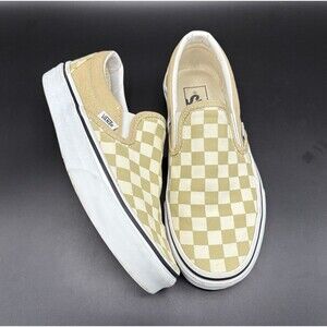 VANS Classic Slip-On Checkerboard / Gold/White Women’s 6.5 / Mens 5.0